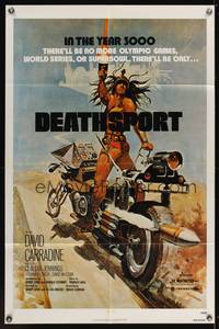 9d187 DEATHSPORT 1sh '78 David Carradine, great artwork of futuristic battle motorcycle!
