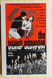 9d200 DEVIL'S BEDROOM 1sh '64 an outraged small Texas town with torches seeks vengeance!