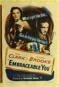 9d246 EMBRACEABLE YOU 1sh '48 sexy Geraldine Brooks was looking for trouble & Dane Clark!
