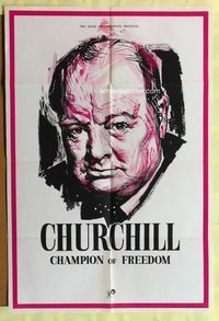 9d121 CHURCHILL: CHAMPION OF FREEDOM English 1sh '65 English, cool artwork of Winston!
