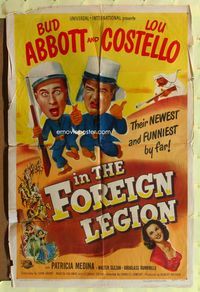 9d010 ABBOTT & COSTELLO IN THE FOREIGN LEGION 1sh '50 great wacky art of Bud Abbott & Lou Costello