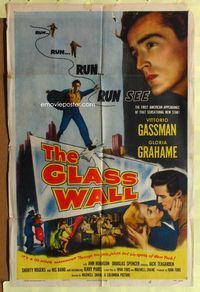 9d360 GLASS WALL 1sh '53 sexy Gloria Grahame & Vittorio Gassman in the sin-spots of New York!