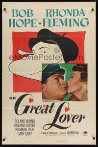 9d385 GREAT LOVER 1sh '49 Hirschfeld art & photo of Bob Hope, Rhonda Fleming