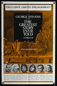 9d386 GREATEST STORY EVER TOLD 1sh '65 George Stevens, Max von Sydow as Jesus!