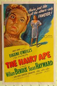 9d394 HAIRY APE 1sh '44 written by Eugene O'Neill, cool artwork of William Bendix & Susan Hayward!
