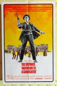 9d459 INVITATION TO A GUNFIGHTER 1sh '64 vicious killer Yul Brynner brings a town to its knees!