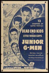 9d478 JUNIOR G-MEN 1sh R40s Huntz Hall, The Dead End Kids & Little Tough Guys serial!