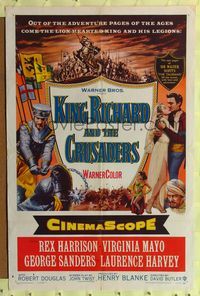9d494 KING RICHARD & THE CRUSADERS 1sh '54 Rex Harrison, Virginia Mayo, George Sanders!