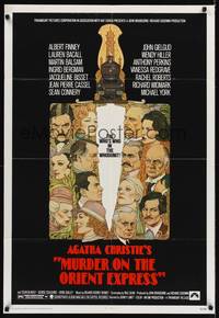 9d583 MURDER ON THE ORIENT EXPRESS 1sh '74 Agatha Christie, great art of cast by Richard Amsel!