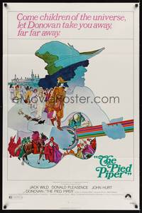 9d662 PIED PIPER 1sh '72 directed by Jacques Demy, cool art of Donovan playing guitar!