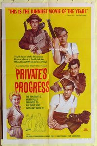 9d681 PRIVATE'S PROGRESS 1sh '56 John Boulting directed, Richard Attenborough, Dennis Price