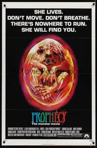 9d685 PROPHECY She Lives style 1sh '79 John Frankenheimer, art of monster in embryo by Paul Lehr!