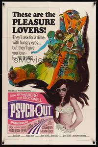 9d687 PSYCH-OUT 1sh '68 AIP, psychedelic drugs, sexy pleasure lover Susan Strasberg!