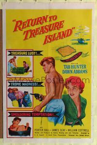 9d718 RETURN TO TREASURE ISLAND 1sh '54 great images of Tab Hunter & sexy Dawn Addams!