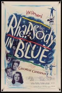 9d720 RHAPSODY IN BLUE 1sh '45 Robert Alda as George Gershwin, Al Jolson pictured!