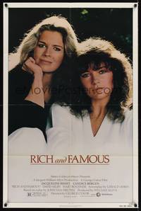 9d721 RICH & FAMOUS 1sh '81 great portrait image of Jacqueline Bisset & Candice Bergen!