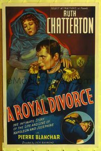 9d736 ROYAL DIVORCE 1sh '38 Jack Raymond directed, art of Ruth Chatterton & Pierre Blanchar!