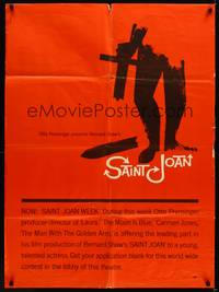 9d001 SAINT JOAN special Saint Joan week teaser 30x40 '57 Otto Preminger talent search, Saul Bass!