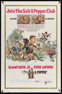 9d745 SALT & PEPPER 1sh '68 great artwork of Sammy Davis & Peter Lawford by Jack Davis!