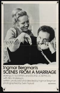 9d757 SCENES FROM A MARRIAGE 1sh '74 Ingmar Bergman, Liv Ullmann, Erland Josephson