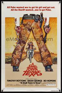 9d805 SMALL TOWN IN TEXAS 1sh '76 cool art of Timothy Bottoms & Susan George by Drew Struzan!