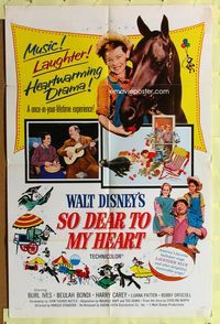 9d809 SO DEAR TO MY HEART 1sh R64 Walt Disney, Burl Ives, heartwarming!