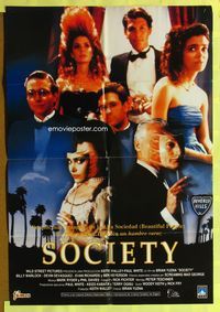 9d811 SOCIETY Spanish/U.S. 1sh '89 Billy Warlock, wild horror art of people pulling off their faces!