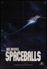 9d822 SPACEBALLS teaser 1sh '87 Mel Brooks sci-fi Star Wars spoof, John Candy, Pullman, Moranis