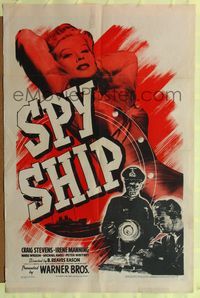 9d827 SPY SHIP 1sh '42 full-length art of sexy female aviator & German spy Irene Manning!