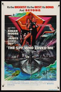 9d828 SPY WHO LOVED ME 1sh '77 great art of Roger Moore as James Bond 007 by Bob Peak!