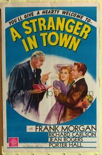 9d849 STRANGER IN TOWN 1sh '43 art of Supreme Court Justice Frank Morgan on vacation!