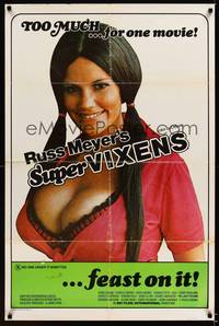 9d857 SUPER VIXENS 1sh '75 Russ Meyer, super sexy Shari Eubank is TOO MUCH for one movie!