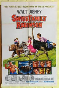 9d863 SWISS FAMILY ROBINSON 1sh R69 John Mills, Walt Disney family fantasy classic!