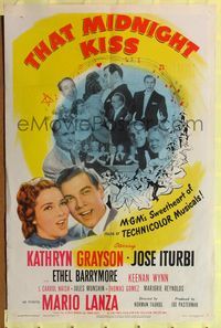 9d890 THAT MIDNIGHT KISS 1sh '49 close up of Kathryn Grayson & Jose Iturbi, Ethel Barrymore!