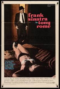 9d918 TONY ROME 1sh '67 detective Frank Sinatra w/gun & sexy near-naked girl on bed!