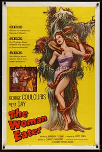 9d981 WOMAN EATER 1sh '59 art of wacky tree monster eating super sexy woman in skimpy outfit!