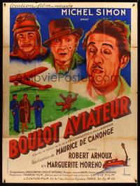 9e171 BOULOT AVIATEUR French 1p '37 wacky art of pilot Robert Arnoux & airplane by Petit Jean!