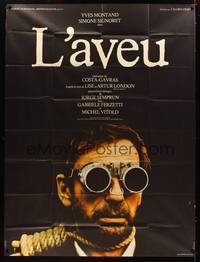 9e184 CONFESSION French 1p '70 Costa Gavras, Yves Montand with goggles & noose around his neck!