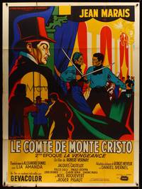 9e187 COUNT OF MONTE CRISTO Episode II French 1p '55 Jean Marais as Edmond Dantes, art by Noel!