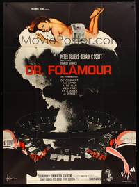 9e203 DR. STRANGELOVE black style French 1p '64 Kubrick, art of sexy Reed on mushroom cloud, rare!