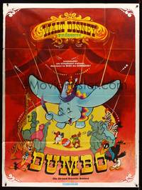 9e206 DUMBO French 1p R70 different art of classic Disney circus elephant by Jouineau Bourduge!