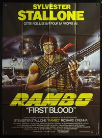 9e222 FIRST BLOOD French 1p '83 best art of Sylvester Stallone as John Rambo by Renato Casaro!
