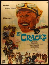9e249 HOTSHOTS French 1p '68 wonderful art of Bourvil in driving goggles & hat by Charles Rau!