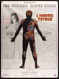 9e254 ILLUSTRATED MAN French 1p '69 Ray Bradbury, art of tattooed Rod Steiger by Jean Mascii!