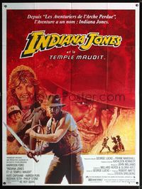 9e257 INDIANA JONES & THE TEMPLE OF DOOM French 1p '84 completely different art by Michel Jovin!