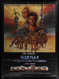 9e301 MAD MAX BEYOND THUNDERDOME French 1p '85 art of Mel Gibson & Tina Turner by Richard Amsel!
