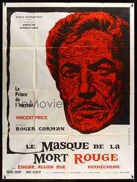 9e311 MASQUE OF THE RED DEATH French 1p '64 cool montage art of Vincent Price by Reynold Brown!