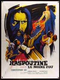9e345 RASPUTIN THE MAD MONK French 1p '66 best different art of Christopher Lee by Boris Grinsson!