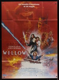 9e406 WILLOW French 1p '88 George Lucas & Ron Howard, best art of Kilmer & cast by Brian Bysouth!