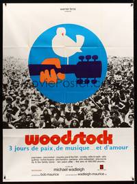 9e410 WOODSTOCK French 1p '70 great image of the most famous rock & roll concert ever + art!